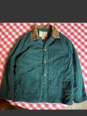 Faded Glory Forest Green Field Jacket with Brown Corduroy Collar
